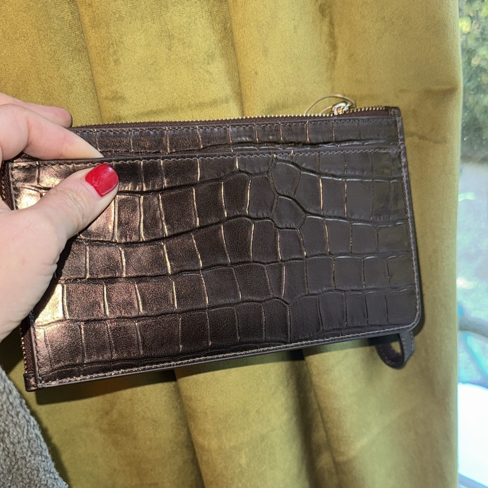 SOLD LIVE! Kate Spade Croc Embossed Wristlet - Picture 2 of 2